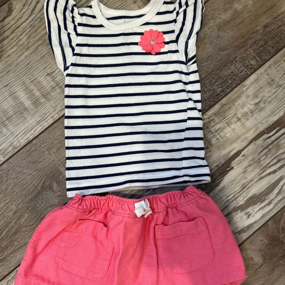 Carter’s Navy/ White Floral Flutter Top & Pink Skort Set Size 3M - Picture 1 of 7